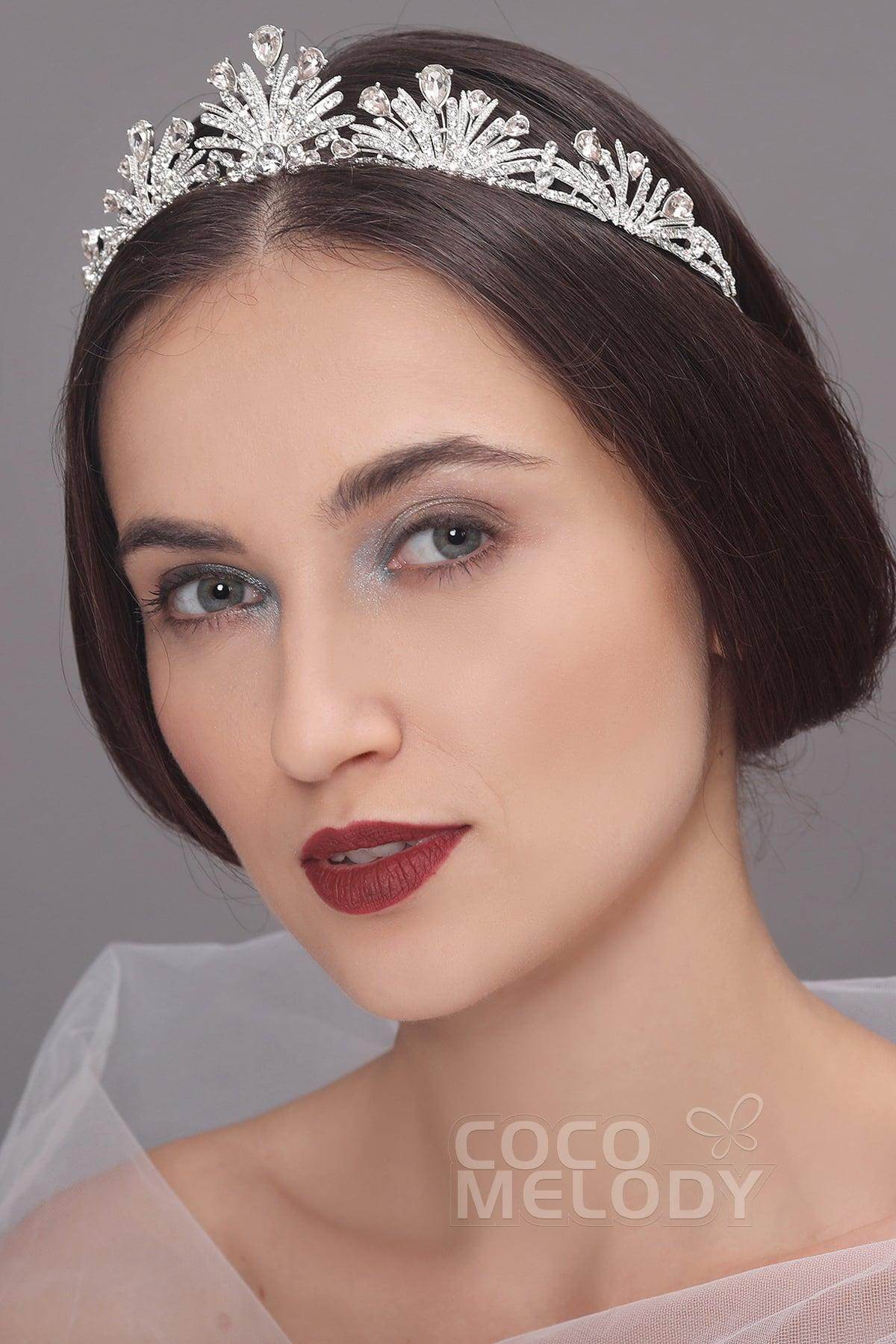 Latest Cubic Zirconia Tiara with Rhinestone CR17007 - COCOMELODY